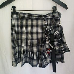 Anaobai Ameicom Plaid Open Back Mini Skirt Emo Whimsy Goth Women's Size S